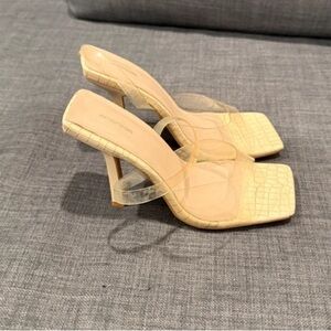Chic Cream Croc-Embossed Heels